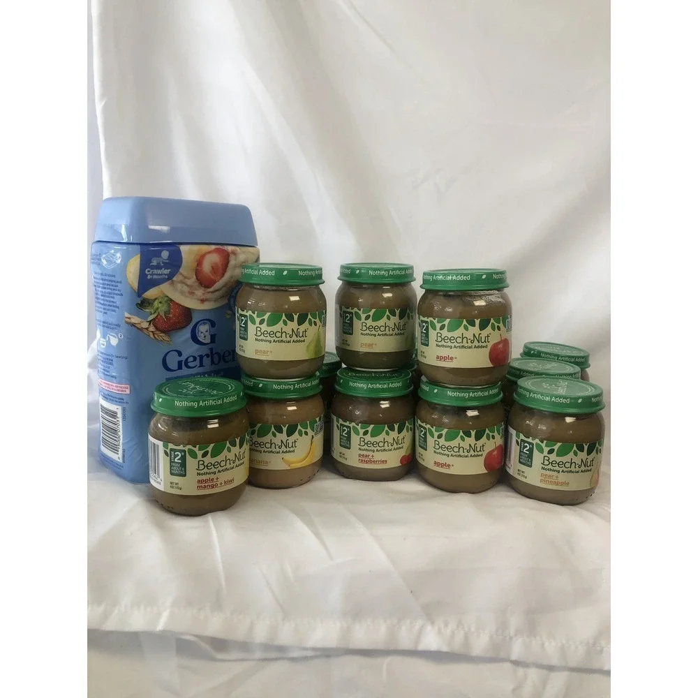 Gerber Oatmeal Cereal 16oz‎ + Beech-Nut Baby Food Jars Lot Bundle